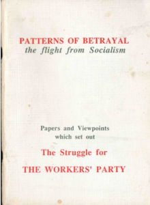 Cover of the "Patterns of Betrayal: the flight from socialism" pamphlet